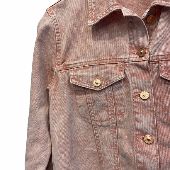 2/$25 Jacqueline de Yong Denim Spring Jacket Pink Size 36 GUC - Picture 3 of 7